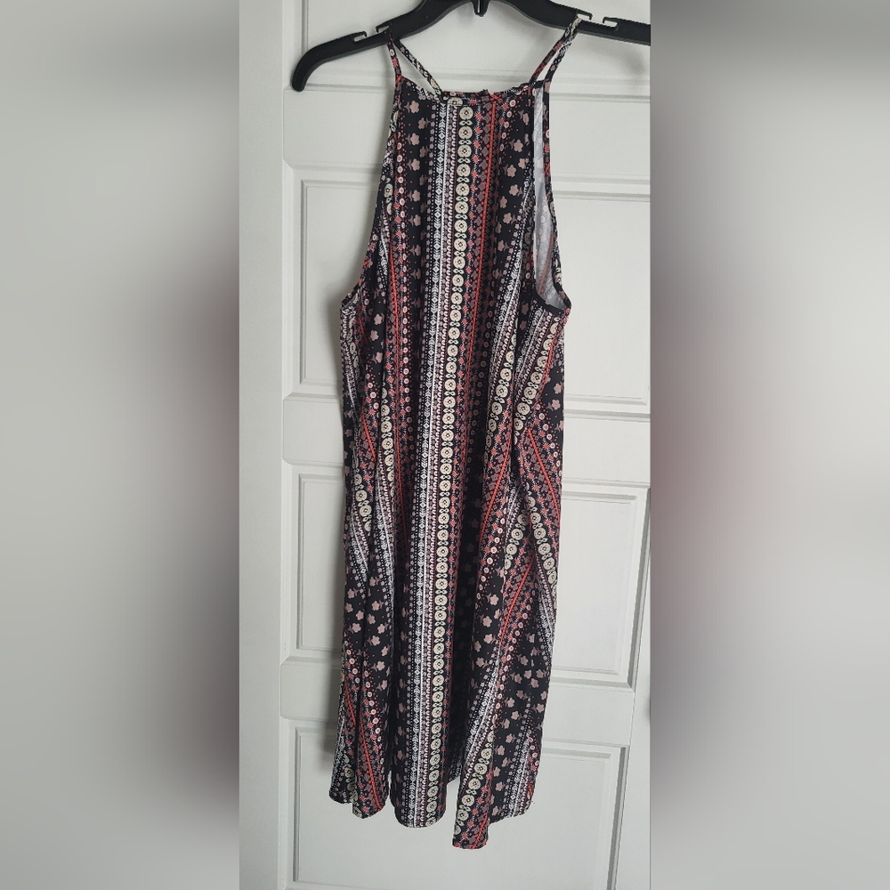 SHEIN Black and Pink Floral Long Sleeve Dress